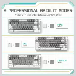 Ajazz геймърска механична клавиатура Gaming Mechanical Keyboard AK820 - Mille feuille Yellow Switches [Linear] (English US), White Gray, White Light