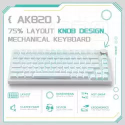 Ajazz геймърска механична клавиатура Gaming Mechanical Keyboard AK820 - Blue Switches [Tactile] (English US), White, Blue Light