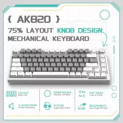 Ajazz геймърска механична клавиатура Gaming Mechanical Keyboard AK820 - Mille feuille Yellow Switches [Linear] (English US), White Gray, White Light
