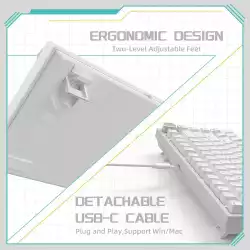 Ajazz геймърска механична клавиатура Gaming Mechanical Keyboard AK820 - Blue Switches [Tactile] (English US), White, Blue Light