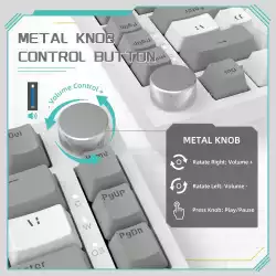 Ajazz геймърска механична клавиатура Gaming Mechanical Keyboard AK820 - AS Red Switch [Linear] (English US), Gray White, White Light