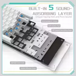Ajazz геймърска механична клавиатура Gaming Mechanical Keyboard AK820 - Blue Switches [Tactile] (English US), White, Blue Light