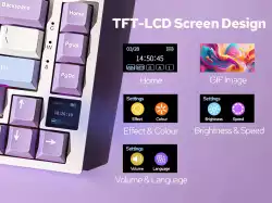 Ajazz геймърска механична клавиатура Wireless Gaming Mechanical Keyboard AK820 PRO - Gift Switch [Linear] (English US), Purple, White, Blue