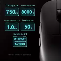 Ajazz професионална геймърска мишка AJ179 APEX - Wireless Gaming Mouse - 8K, Magnetic Charging Dock, Black