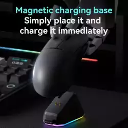 Ajazz професионална геймърска мишка AJ159P MC - Wireless Gaming Mouse - 1K, Magnetic Charging Dock, White
