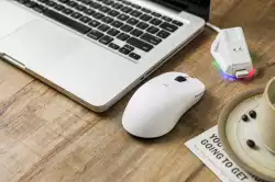 Ajazz професионална геймърска мишка AJ159 PRO - Wireless Gaming Mouse - 8K, Magnetic Charging Dock, White