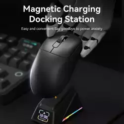 Ajazz професионална геймърска мишка AJ179 APEX - Wireless Gaming Mouse - 8K, Magnetic Charging Dock, Black