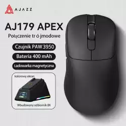 Ajazz професионална геймърска мишка AJ179 APEX - Wireless Gaming Mouse - 8K, Magnetic Charging Dock, Black