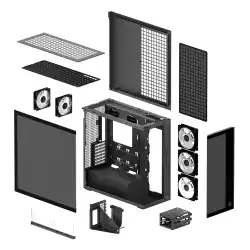 Arctic кутия Case E-ATX - Xtender VG (Black) - PCIe Gen 4 riser included, 5 A-RGB Fans included