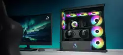 Arctic кутия Case E-ATX - Xtender VG (Mirror Black) - PCIe Gen 4 riser included, 5 A-RGB Fans included