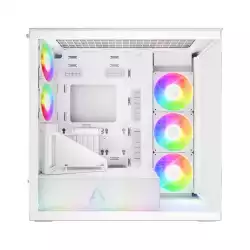 Arctic кутия Case E-ATX - Xtender VG (White) - PCIe Gen 4 riser included, 5 A-RGB Fans included