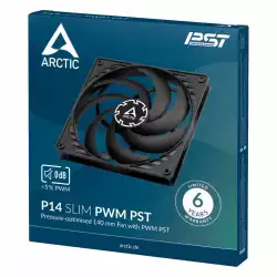 Arctic управляем вентилатор Fan 140x140x16mm - P14 SLIM PWM PST - 150-1800rpm