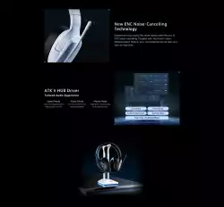 ATK безжични геймърски слушалки Wireless Gaming Headphones - M1 Mercury Black - Bluetooth 5.3, 2.4G, ENC, Virtual 7.1 Surround