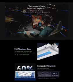 ATK професионална геймърска механична клавиатура Professional Gaming Mechanical Keyboard EDGE 60 HE Leviatan - 8K, TTC RGB Magneto Switches