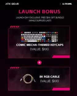 ATK професионална геймърска механична клавиатура Professional Gaming Mechanical Keyboard RS6 - 8K, Gateron Jade Pro Switches [Linear] - Black