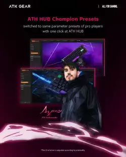 ATK професионална геймърска механична клавиатура Professional Gaming Mechanical Keyboard RS6 - 8K, Gateron Jade Pro Switches [Linear] - Black