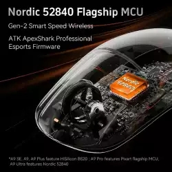 ATK професионална геймърска мишка Wireless Gaming Mouse A9 Pro Max 2.0 Tri-mode Nearlink - 8K, Black