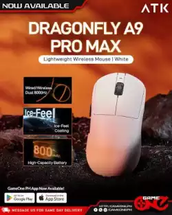 ATK професионална геймърска мишка Wireless Gaming Mouse A9 Pro Max 2.0 Tri-mode Nearlink - 8K, White