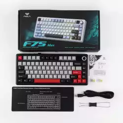 Aula геймърска механична клавиатура Wireless Gaming Mechanical Keyboard F75 MAX - Reaper Switch [Linear] (English US), Black, Red