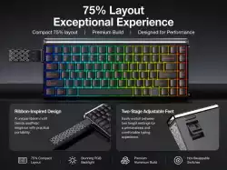 Aula геймърска механична клавиатура Wireless Gaming Mechanical Keyboard HERO 75 HE - Stormrise Magnetic Switch [Linear] (English US), Black