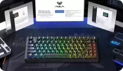 Aula геймърска механична клавиатура Wireless Gaming Mechanical Keyboard F75HE - Black King Magnetic Switch [Linear] (English US), Black, Gray