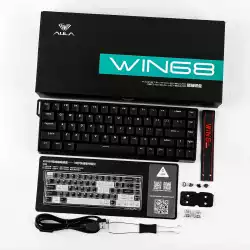 Aula геймърска механична клавиатура Gaming Mechanical Keyboard WIN68 HE 8K  - Greywood Magnetic Switch [Linear] (English US), Black