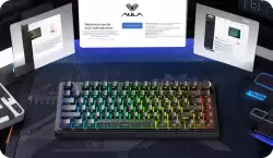 Aula геймърска механична клавиатура Wireless Gaming Mechanical Keyboard F75HE - Black King Magnetic Switch [Linear] (English US), Black Contour