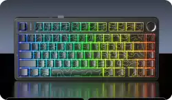 Aula геймърска механична клавиатура Wireless Gaming Mechanical Keyboard F75HE - Black King Magnetic Switch [Linear] (English US), Black Contour