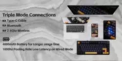 Aula геймърска механична клавиатура Wireless Gaming Mechanical Keyboard F75 Thunder Black - Reaper Switch [Linear] (English US)