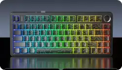Aula геймърска механична клавиатура Wireless Gaming Mechanical Keyboard F75HE - Black King Magnetic Switch [Linear] (English US), Black, Gray