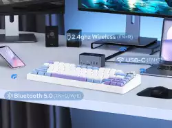 Aula геймърска механична клавиатура Wireless Gaming Mechanical Keyboard F75 MAX - Reaper Switch [Linear] (English US), White, Blue, Purple