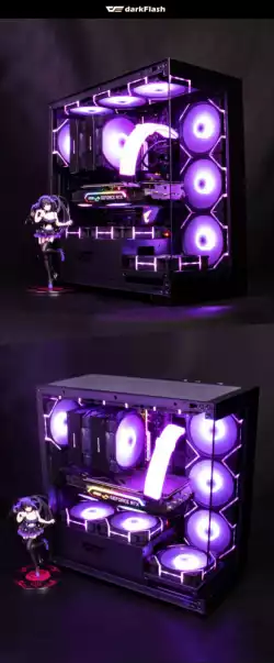 Darkflash кутия Case ATX - DS900 Black - 7 x 120 mm A-RGB fans included, USB-C