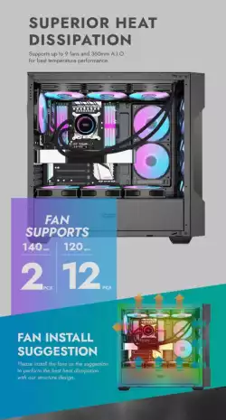 Darkflash кутия Case ATX - DS900 Mesh Black - 4 x 120 mm A-RGB fans included