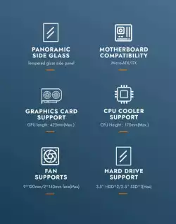 Darkflash кутия Case mATX - DS900M Black - 6 x 120 mm Infinity Mirror A-RGB                          