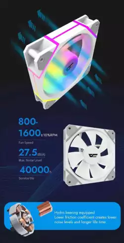 Darkflash вентилатор Fan 120mm DM12 Pro, Reverse, A-RGB White