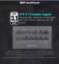Darkflash захранване PSU ATX 3.1 1050W Gold, Full Modular, PCIe 5.1 - PMT1050 A3