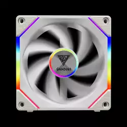 Gamdias Комплект вентилатори Fan Pack 3-in-1 3x120mm - AEOLUS P2-1203 White, Swappable Fan Blades (Reverse Fan Blades Included), Daisy-Chain, Infinity Mirror