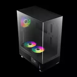 Gamdias кутия Case ATX - ATLAS E1 - 3 x 120 mm A-RGB, Digital Display, Tempered Glass