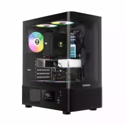 Gamdias кутия Case ATX - ATLAS E2 - 3 x 120 mm A-RGB, Digital Display, Curved Glass