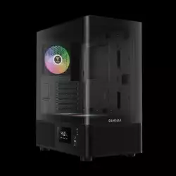 Gamdias кутия Case ATX - ATLAS E2 - 3 x 120 mm A-RGB, Digital Display, Curved Glass