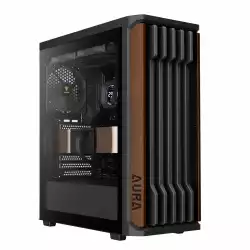 Gamdias кутия Case ATX - AURA GC11 Wood Black - USB-C