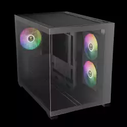 Gamdias кутия Case mATX - AURA GC10M v2 - 3 x 120 mm A-RGB, USB-C, Tempered Glass
