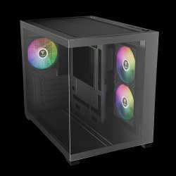 Gamdias кутия Case mATX - AURA GC10M v2 - 3 x 120 mm A-RGB, USB-C, Tempered Glass