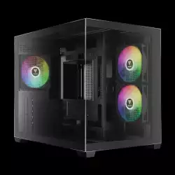 Gamdias кутия Case mATX - AURA GC10M v2 - 3 x 120 mm A-RGB, USB-C, Tempered Glass