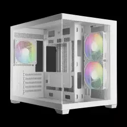 Gamdias кутия Case mATX - AURA GC10M v2 White - 3 x 120 mm A-RGB, USB-C, Tempered Glass