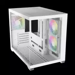 Gamdias кутия Case mATX - AURA GC10M v2 White - 3 x 120 mm A-RGB, USB-C, Tempered Glass