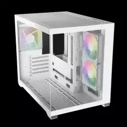 Gamdias кутия Case mATX - AURA GC10M White - 3 x 120 mm A-RGB, Tempered Glass
