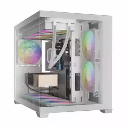 Gamdias кутия Case mATX - AURA GC10M White - 3 x 120 mm A-RGB, Tempered Glass