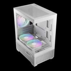 Gamdias кутия Case mATX - AURA GC9M Elite White - 3 x 120 mm A-RGB, USB-C, Tempered Glass
