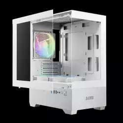 Gamdias кутия Case mATX - AURA GC9M White - 3 x 120 mm A-RGB, Tempered Glass